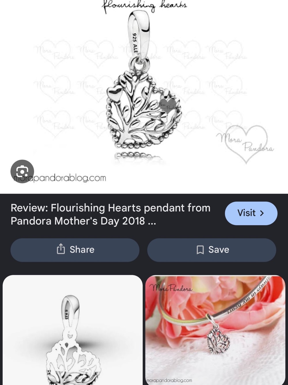 Pandora Silver Flourishing Hearts Openwork Heart Pendant